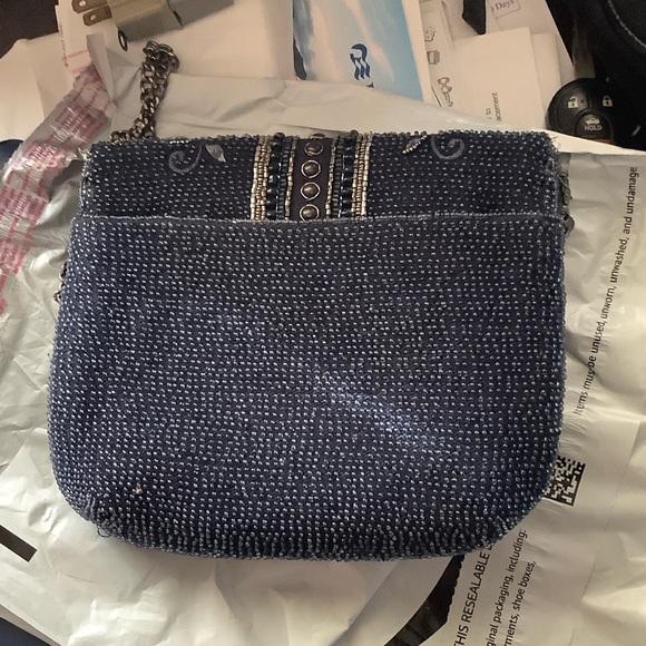 Mary Frances Blue and Silver Butterfly Crossbody Bag - Picture 2 of 3